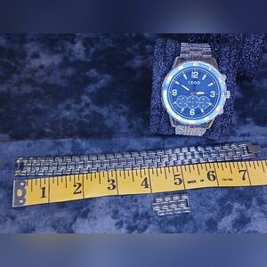 Izod Silver Band Watch with Blue Face And Matching Bracelet